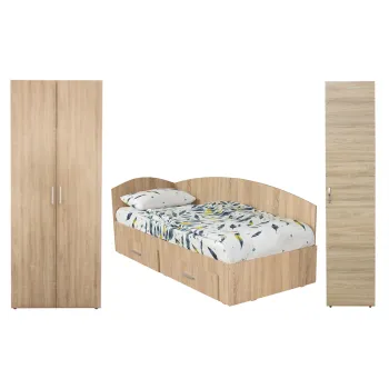 Set dormitor modular ALMA, 3 piese, pat de colt 120x200 cm, colt interschimbabil, dulap 2 usi, dulap 1 usa, sonoma deschis 6b07 imagine