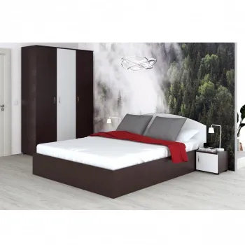 Set dormitor SIESTA, 4 piese, pat 160x200 cm, dulap 3 usi, 2 noptiere, wenge + alb 919e imagine