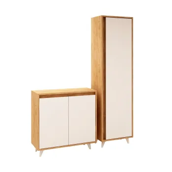 Set hol OMNINDE, pantofar, dulap, stejar + alb, 80x35x100 cm 9e9d imagine