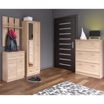 Set hol TOP MIX, 4 piese,dulap 2 usi, comoda, pantofar, cuier, stejar sonoma,  200x33x183 cm 0470 imagine