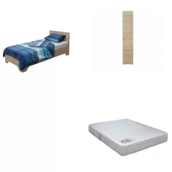 Set Pat Alma 90x200 cm cu picioare + Saltea superortopedica 90x200 cm + Dulap Alma 1 usa 83c6 imagine