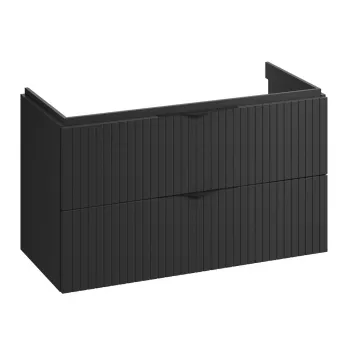 Dulap baie cu riflaje 3D negru mat suspendat 100 cm pentru lavoar, Cersanit Tirso 923a imagine