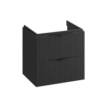 Dulap baie cu riflaje 3D negru mat suspendat 60 pentru lavoar, Cersanit Tirso beb8 imagine