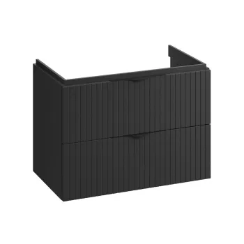 Dulap baie cu riflaje 3D negru mat suspendat 80 cm pentru lavoar, Cersanit Tirso 8630 imagine