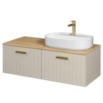 Dulap baie MDF vopsit suspendat 120 cm pentru lavoar cu blat stejar, gri, Isvea Rinato 6d52 imagine