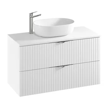 Dulap baie suspendat 100 cm pentru lavoar, alb mat, Cersanit Tirso dd12 imagine