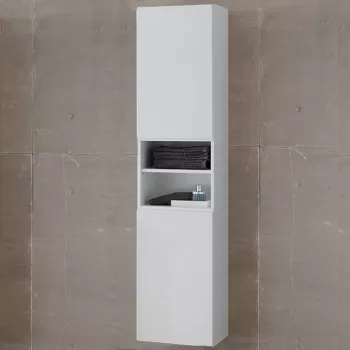 Dulap baie suspendat 175 cm, cu 2 usi si polita, alb mat, Kolpasan Oxana 21c7 imagine