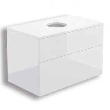 Dulap baie suspendat 80x52x47 cm pentru lavoar, alb lucios, MDF, Deante Prizma f40f imagine