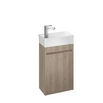 Dulap baie suspendat Cersanit Crea pentru lavoar, 40 cm, stejar, montat e78c imagine