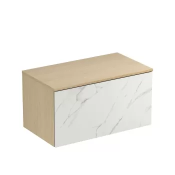 Dulap baie suspendat Cersanit Inverto 80 pentru lavoar, stejar, montat 598b imagine