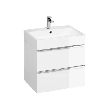 Dulap baie suspendat Cersanit Virgo 60 pentru lavoar incastrabil, alb cu manere crom 1e45 imagine