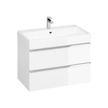 Dulap baie suspendat Cersanit Virgo 80 pentru lavoar incastrabil, alb cu manere crom 8ce5 imagine