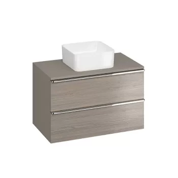 Dulap baie suspendat Cersanit Virgo 80 pentru lavoar pe blat, stejar cu manere crom cdd5 imagine
