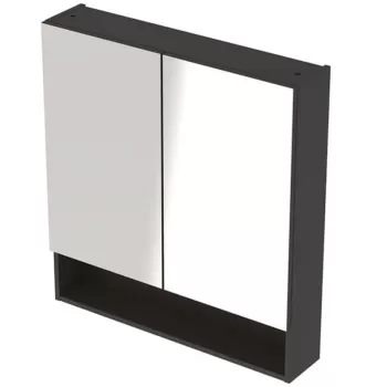 Dulap baie suspendat cu 2 usi si oglinda, gri inchis mat Geberit Selnova Square b642 imagine