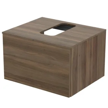 Dulap baie suspendat Ideal Standard Adapto pentru lavoar, 60 cm, maro inchis, blat cu decupaj 91de imagine
