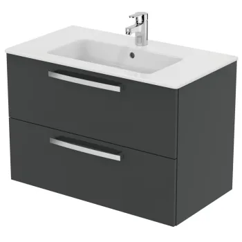 Dulap baie suspendat Ideal Standard Tempo pentru lavoar, 80 cm, gri lucios 5240 imagine