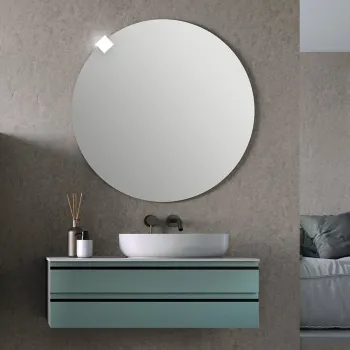 Dulap baie suspendat Kolpasan Alexis 100 cm, pentru lavoar pe blat, verde mat 7777 imagine