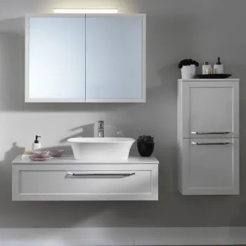 Dulap baie suspendat KolpaSan Blanche 110 cm, pentru lavoar pe blat, alb 3b09 imagine