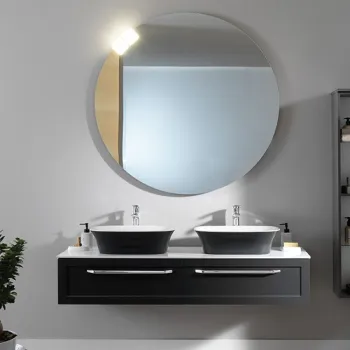 Dulap baie suspendat KolpaSan Blanche, 150 cm, pentru lavoar pe blat, antracit 34cc imagine