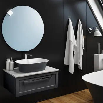 Dulap baie suspendat KolpaSan Blanche 75 cm, pentru lavoar pe blat, antracit e21f imagine