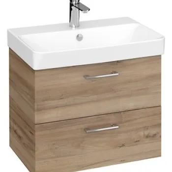 Dulap baie suspendat pentru lavoar Cersanit Lara, 60 cm, nuc, doua sertare 4724 imagine