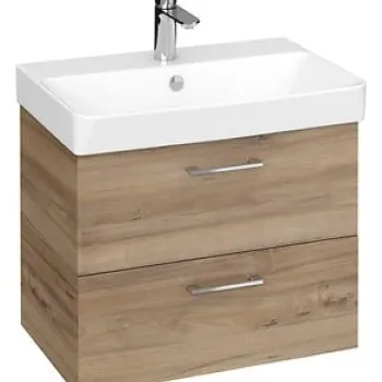 Dulap baie suspendat pentru lavoar Cersanit Lara, 60 cm, nuc, doua sertare - Resigilat 4fd0 imagine