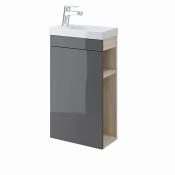 Dulap baie suspendat pentru lavoar, finisaj gri, 39x67x21,5 cm Cersanit Smart 3aa7 imagine