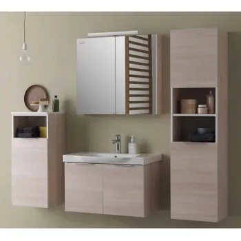 Dulap baie suspendat stejar deschis 87 cm cu o usa KolpaSan Lana fdfe imagine