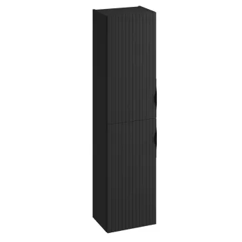 Dulap baie suspendat tip coloana cu o usa riflat, 160 cm, negru mat, Cersanit Tirso 8992 imagine