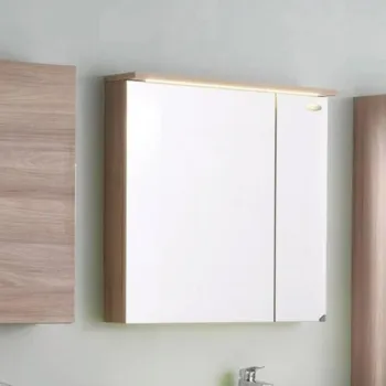 Dulap suspendat stejar 70 cm, oglinda cu iluminare LED si 2 usi KolpaSan Tara 72a7 imagine
