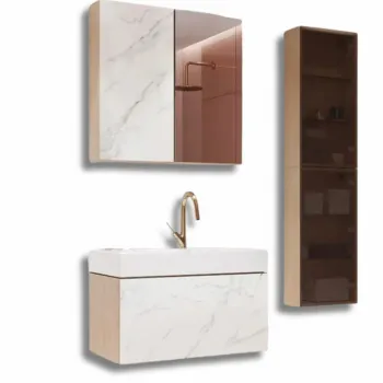 Set complet mobiler baie CALACATTA placat cu ceramica, dulap si lavoar 60 cm Cersanit 4ef5 imagine