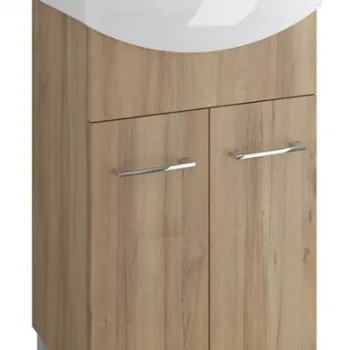 Set dulap baie 2 usi cu lavoar Cersanit Olivia inclus, 60 cm, nuc 7bcb imagine