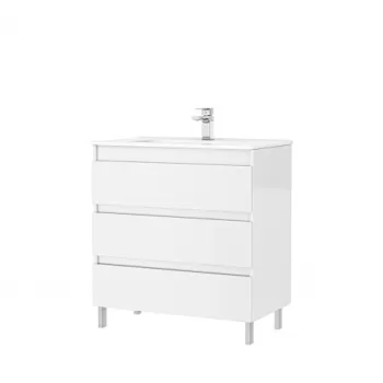 Set dulap baie 3 sertare Gala Daily cu lavoar inclus, 80 cm, alb lucios 147b imagine