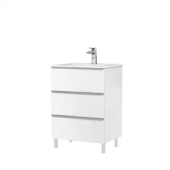 Set dulap baie 3 sertare Gala Shona cu lavoar Klea inclus, 60 cm, alb mat b19e imagine