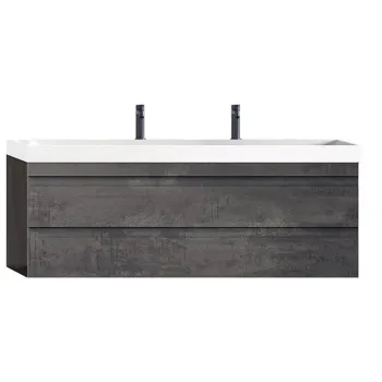 Set dulap baie cu 2 setare glisante si lavoar inclus KolpaSan Naomi 120 cm, dark concrete 5cee imagine