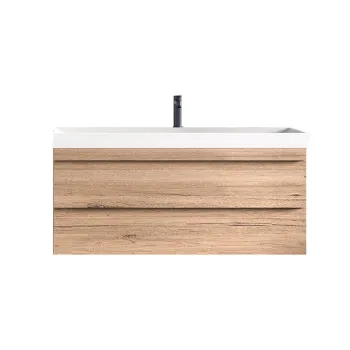 Set dulap baie cu doua sertare si lavoar inclus KolpaSan Naomi 100 cm, stejar 1101 imagine