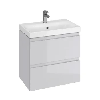 Set dulap baie cu lavoar gri lucios, 60 cm, montat, Cersanit Moduo 3e03 imagine