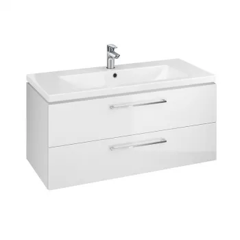 Set dulap baie cu lavoar incastrat, 2 sertare, alb, 100cm, Lara, Cersarnit e0d8 imagine