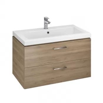 Set dulap baie cu lavoar incastrat Cersanit Lara, 80 cm, nuc 89db imagine