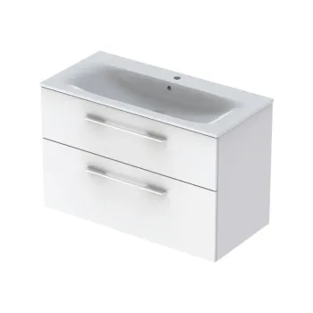 Set dulap baie cu lavoar incastrat Geberit Selnova Square, 100 cm, alb lucios e972 imagine