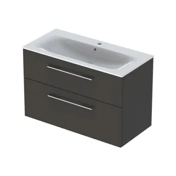 Set dulap baie cu lavoar incastrat Geberit Selnova Square, 100 cm, gri inchis mat 2fb5 imagine