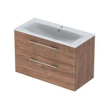 Set dulap baie cu lavoar incastrat Geberit Selnova Square, 100 cm, nuc inchis df6f imagine