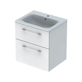 Set dulap baie cu lavoar incastrat Geberit Selnova Square, 60 cm, alb lucios 480d imagine