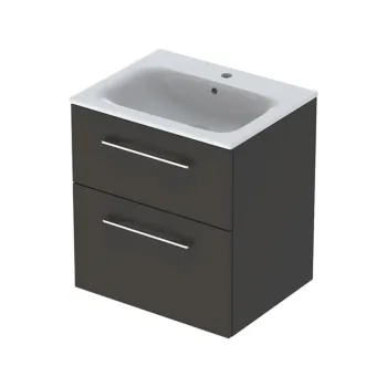 Set dulap baie cu lavoar incastrat Geberit Selnova Square, 60 cm, gri inchis mat 329c imagine