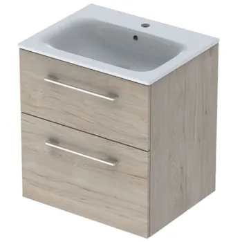Set dulap baie cu lavoar incastrat Geberit Selnova Square, 60 cm, nuc deschis 3c3f imagine