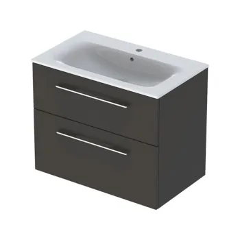 Set dulap baie cu lavoar incastrat Geberit Selnova Square, 80 cm, gri inchis mat 64d0 imagine
