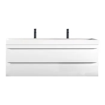 Set dulap baie cu lavoar inclus, 2 sertare glisante, KolpaSan Naomi 120 cm, alb 3ee9 imagine