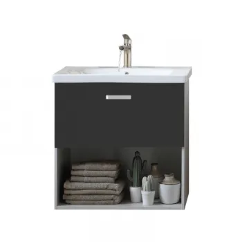 Set dulap baie cu lavoar inclus Kolpasan Evelin II, 65 cm, gri inchis 353a imagine
