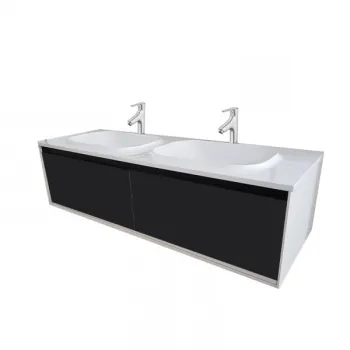 Set dulap baie cu lavoar inclus Kolpasan Pandora, 150 cm, alb negru 3e7f imagine