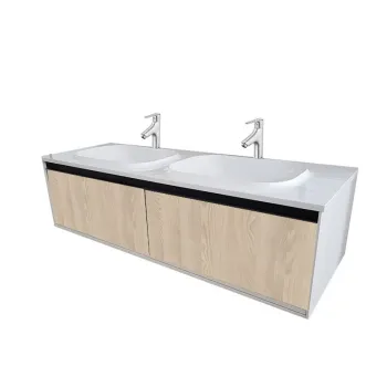 Set dulap baie cu lavoar inclus Kolpasan Pandora, 150 cm, alb stejar 3092 imagine